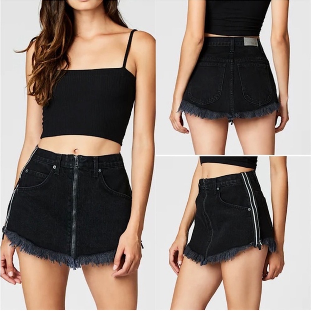 Carmar Beatrice Zip Front Mini Skirt with Reflective Side Zipper Black - 2